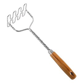 Metaltex 19.51.00 Potato Masher (Traditional Potato Masher, Stainless Steel, Wood, Hanging Hole, 1 Piece)