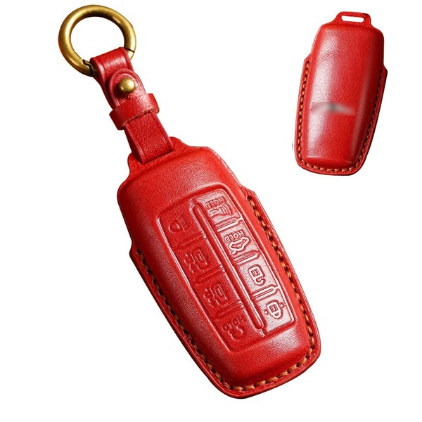 SANRILY Handmade Genuine Leather Key Fob Cover for Genesis GV80