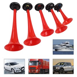 FARBIN Air Horns La Cucaracha Musical Horn 5 Trumpet Music Sound Air Horn with Compressor Play Lacucaracha Melody Red 12V 150db for Train Truck Car Boat RV UTV Motorcycle (LACUKARACHA Musical Horns)