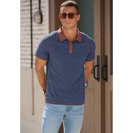 Sailwind Mens Short Sleeve Polo Shirts Cotton Golf Shirts Fashion Casual Raglan Navy Blue