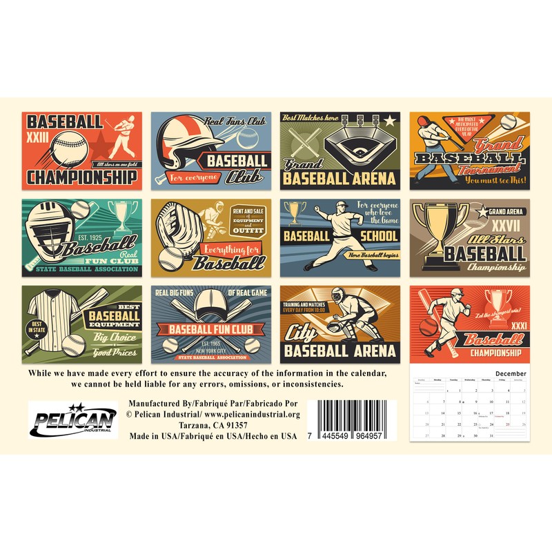 2026 Spiral-bound Wall Calendar (Baseball) - 12 Months Desktop/Wall Calendar/Planner