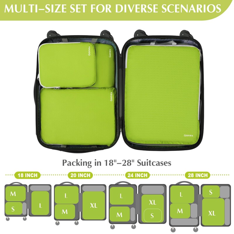Gonex Compression Packing Cubes Extensible Organizer Bags For Travel Suitcase