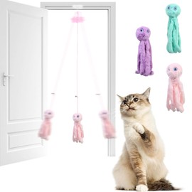 COME 3 Piezas Juguetes para Gatos Colgantes en Interiores, Juguetes de Plumas para Gatos, Juguetes Interactivos para Kitten, Juguetes para Puertas de Gato con Ganchos, Estimulación Deportiva en Gatos