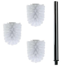Daloual - 3 x Replacement Toilet Brush Head White Diameter Approx. 8 cm + 1 x Stainless Steel Handle 26.5 cm - Toilet Brush - Toilet Brush - Replaceable - Modern Design - High Quality - Durable