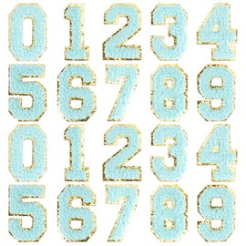 in on Number Patches - Embroidery Patches Self-Adhesive with Glitter Sequins Sew 0-9 Applique for Team Uniform Sports T-Shirt Football Jeans Bags Decors,20 Pcs