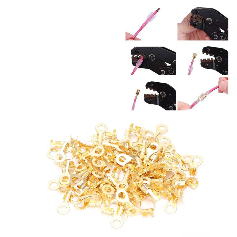 160pcs Copper Ring Terminals, M4 4.2mm Brass Wire Connectors, Wire