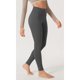 ODODOS Women's High Waisted Workout Leggings 28" Full Length Tummy Control Buttery Soft Athletic Gym Workout Yoga Pants, Charcoal, Small