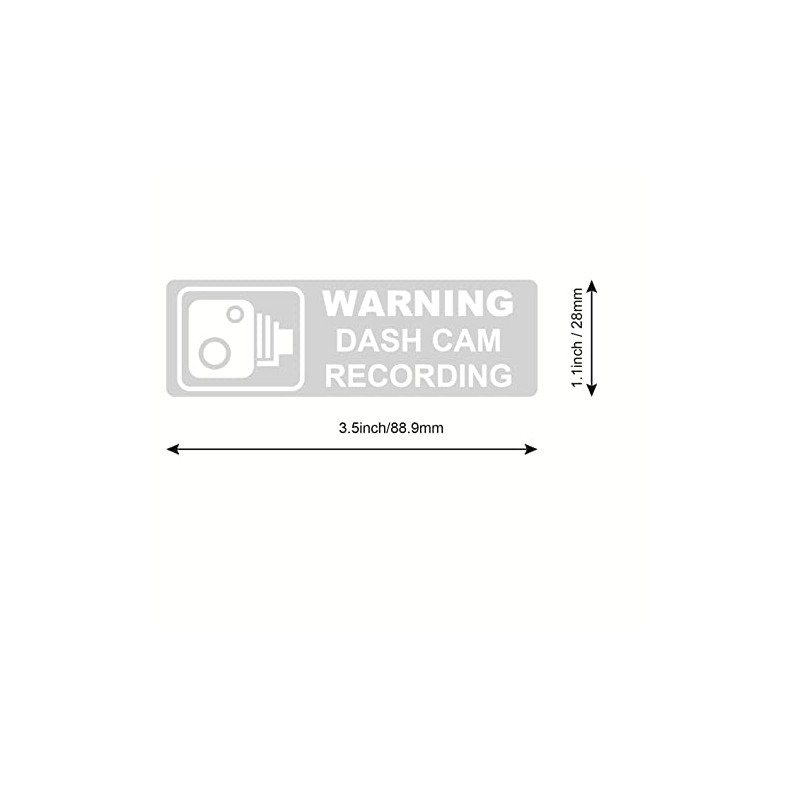 3.5x1.1 inch 5pcs Clear White Warning Dash cam Recording Sticker