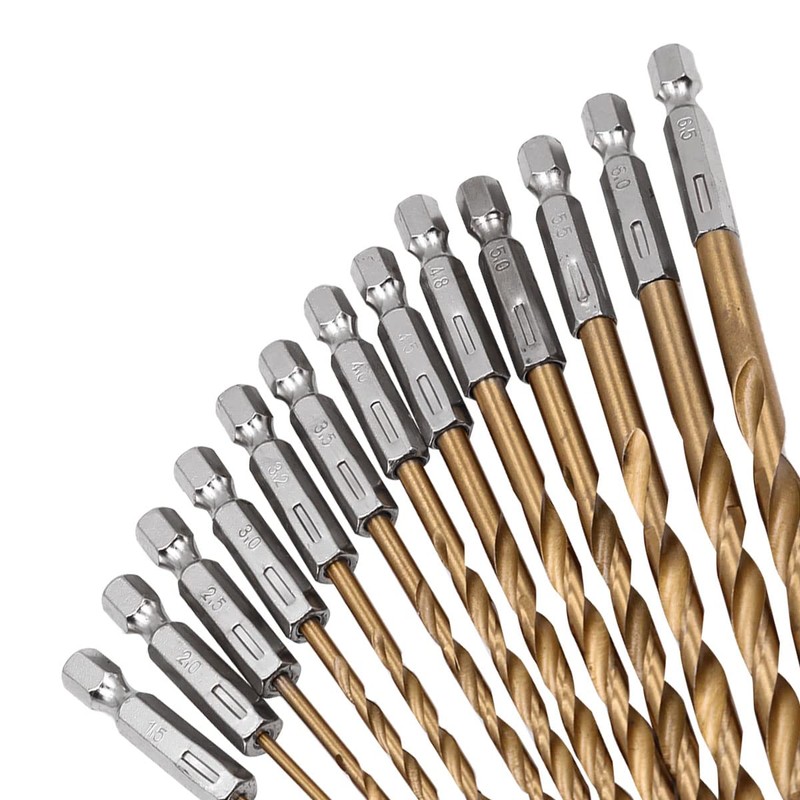 ZONADA 1/4” Hex Shank HSS Drill Bits, 13pcs in Set