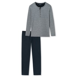 Schiesser Men's Long Pyjamas with Button Placket, Nightwear Set