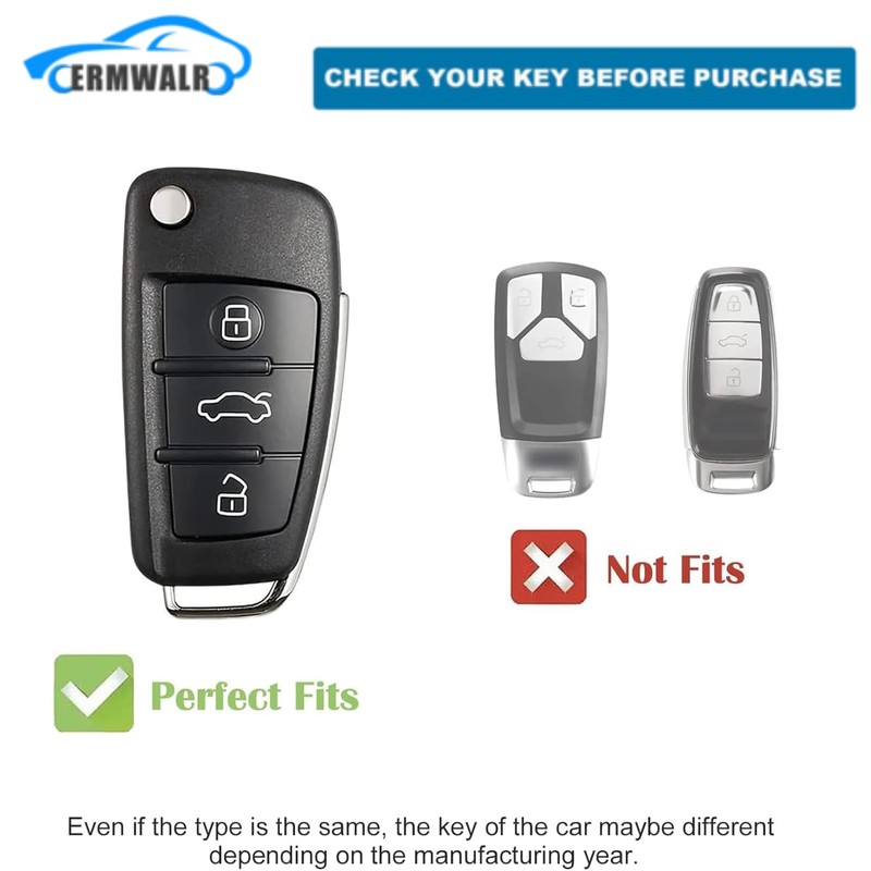ERMWALR Full Car Key Case, black/grey