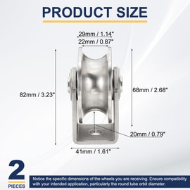 MECCANIXITY U Groove Wheel with Bracket, Stainless Steel Track Wheel Dia.2.7" Load 660 lbs Heavy Duty Rigid Caster for Inverted Rolling Gate Industrial Machines, 2 Pack