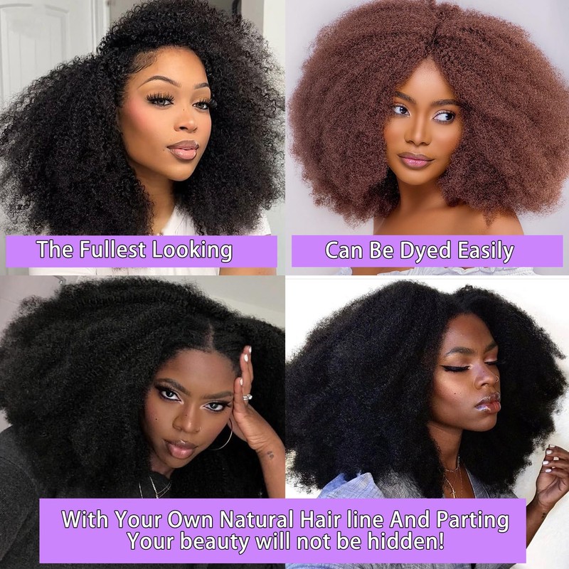 CanaryFly Half Wigs Afro Kinky Curly 3 In 1 Half