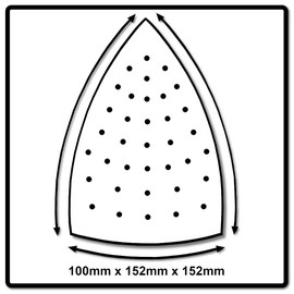 Mirka Iridium Sanding Triangle Premium Sandpaper 100 x 152 x 152 mm 36-Hole Velcro Grain 80, Pack of 50, for Sanding Paint, Spatula, Primer, Wood, Steel, Mineral Materials, Plastic