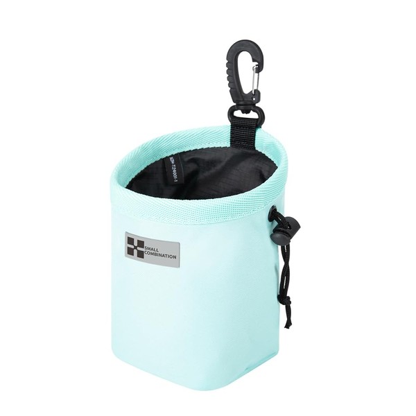Small Combination Nylon Drawstring Bag with Carabiner, Mint Green (Aqua