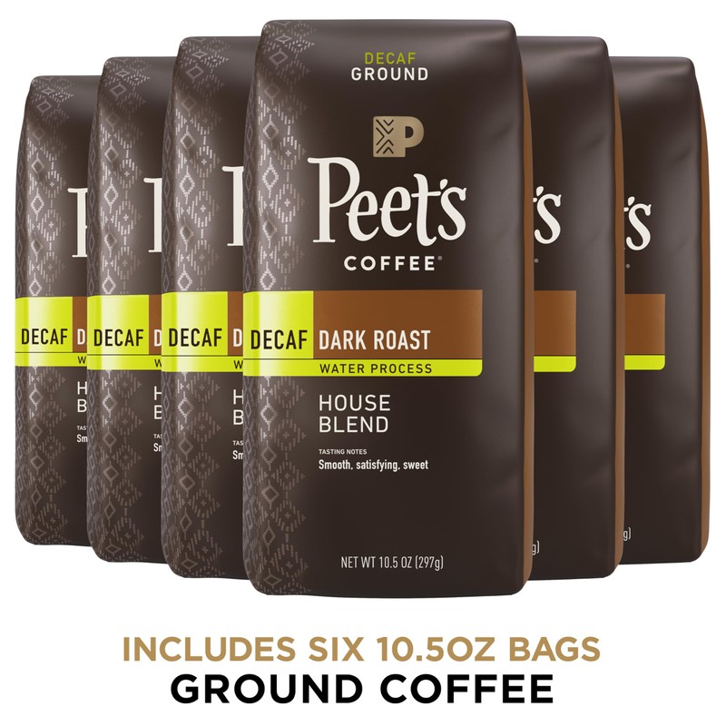 Peet's Coffee, Dark Roast Ground Coffee - Decaf House Blend