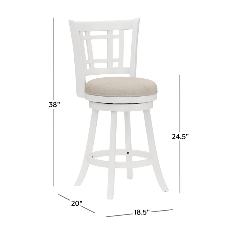 Hillsdale Fairfox 24.5" Wood Swivel Counter Height Stool, White