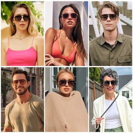 SOJOS Sunglasses for Women & Men, Square, Retro, Polarized Lens, Trendy Aviator, 90s Shades (SJ2229, Pink Blue)