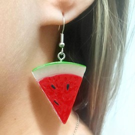 Novearring Fun Summer Fruit Earrings for Women 3D Watermelon Lemon Pineapple Banana Earrings Acrylic Resin Dangle Earrings Funny Unique Earrings for Women
