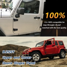 B.ZSSY JK Door Hinge Kit Compatible with 2007-2018 Jeep Wrangler JK JKU Door Hinges for Jeep JK 8 Pcs-Glossy Black