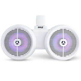 Pyle 8" Dual 2-Way Marine Wakeboard Speakers LED Lights Waterproof Power Cable