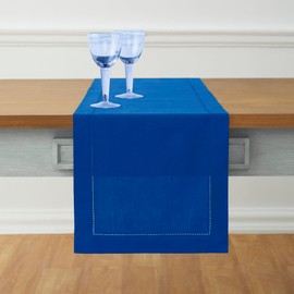 Solino Home Azul Camino de Mesa – Algodon Lino Vainica Camino de Mesa de Tela 14 x 36 Pulgadas – Granja Bufanda Camino De Comedor De Mesa