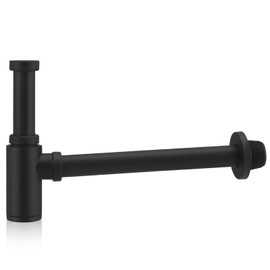 Black Siphon Sink Universal Drain Pipe Sink 1 1/4 Inch Design Siphon Tube Siphon and Drain Plug Pop Up Drain Valve Drain Fitting Bottle Siphon for Bathroom