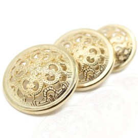 Baroque Gold Metal Shank Buttons - 12 Pcs - 3 Size Options - Luxury Baroque Round Wave Metal Shank Buttons for Men Women Blazer Coat Uniform Shirt Suit and Jacket Sewing Craft DIY BR4231…