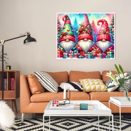 Christmas Gnomes Diamond Painting Kits for Adults, Christmas Dwarf Diamond Art Kits for Beginners, 5D DIY Full Drill Winter Diamond Gem Art Kits for Home Wall Decor 12x16 Inch