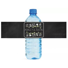 Design That Sign 100 Chalkboard & Flowers Wedding Bridal Birthday Party Water Bottle Labels 8"x2"