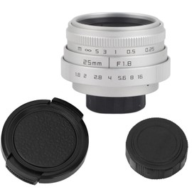 25mm F1.8 Mini CCTV C Mount Wide Angle Lens for Nikon Mirrorless Camera (silver)