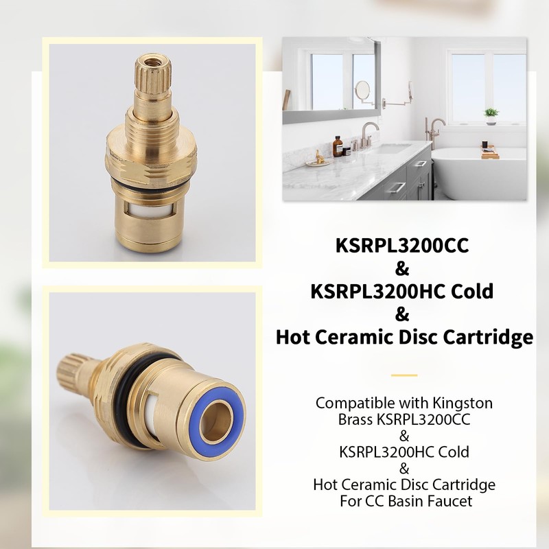 Faucet Cartridge for Kingston Brass KSRPL3200CC & KSRPL3200HC, Cold Hot