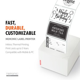 MANGOSLAB Nemonic Label Printer | Inkless Bluetooth Thermal Label Printer for Small Business | Durable Shipping Label Maker & Portable Wireless