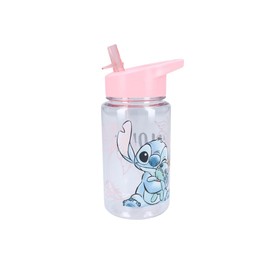 My sweety pop - Plastic Stitch Drinking Bottle - Children - Crib - Nursery - School - Holiday - Meal - 12 cm - 450 ml - Hydration - Gift Idea (Stitch - Transparent/Pink)