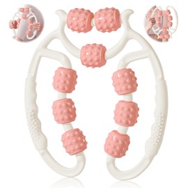 Yanghad Massage Roller, Cellulite Massager, Massage Roller Legs, Leg Massager, Cellulite Roller, Massage Roller with Handle for Leg, Foot, Arm Massage (White + Orange)