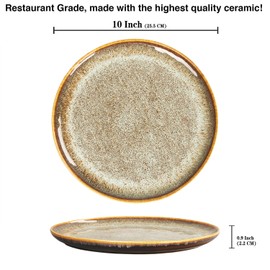 jinsongdafa Ceramic Dinner Plates Dish Set,Set of 4,for Lunch snacks -Microwave Oven & Dishwasher Safe,Scratch Resistant,Dinnerware Kitchen Porcelain Serving Dishes 10 Inch Round