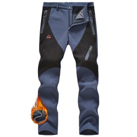 JHMORP Men's Winter Hiking Snow Ski Pants Waterproof Softshell Fleece Lined Insulated Work Pants 4 Pockets (Cool Gray,CA 38)