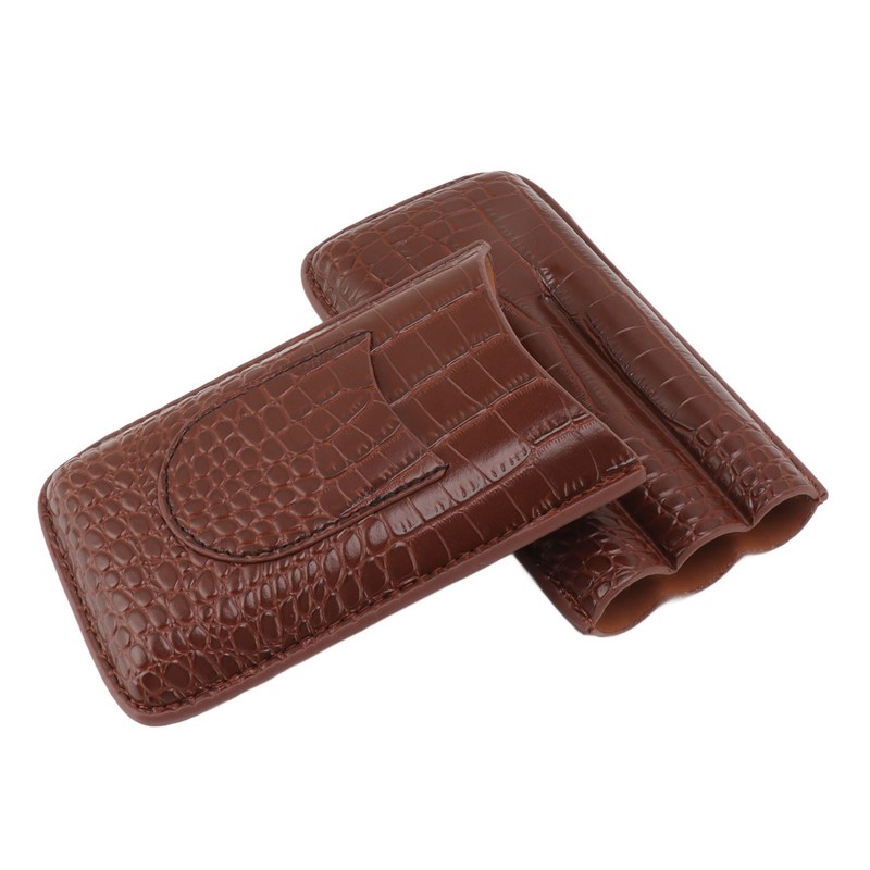 Cigar Holder Case Artificial Leather Portable Durable Elegant 3 Finger