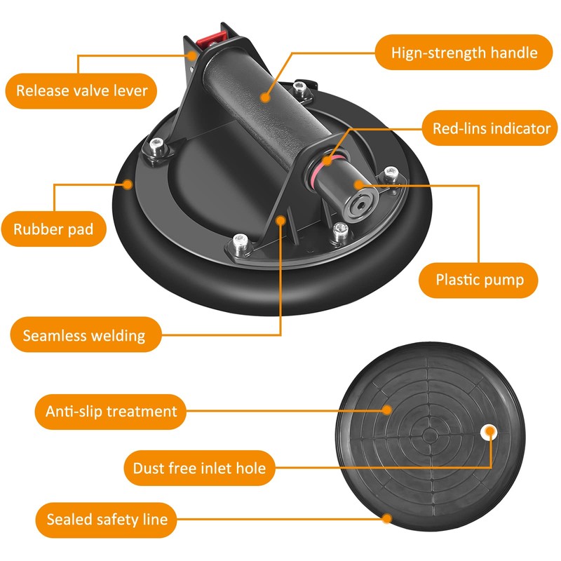 MENGXIANG 2Pack Vacuum Suction Cups Heavy Duty Hand-held Glass Lifter