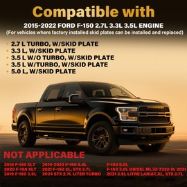 Bopowo Skid Plate Compatible with 2015-2022 Ford F150 4WD 2.7L EcoBoost, 3.3L, 3.5L EcoBoost, 3D Manganese Steel Splash Panel Shield Replace OEM Diaper