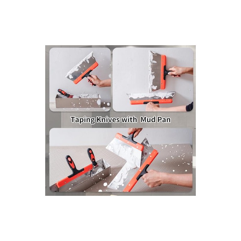 Drywall Knife Set, 10Pcs Drywall Tools Includes Stainless Steel Putty