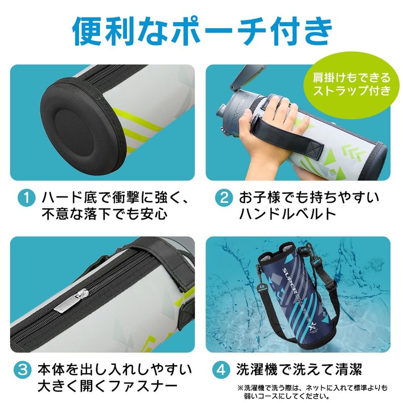 Iris Ohyama DBR-1000 Vacuum Insulated Direct Bottle, Black x Blue