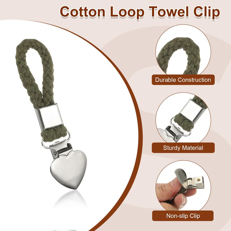 PATIKIL 5 Pcs Hanging Tea Towel Clips, 1.2" Width Braided