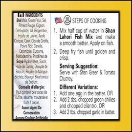 Shan Lahori Fish Recipe and Seasoning Mix 3.5 oz (100g) - Spice Powder for Batter Coated Fried Fish - Suitable for Vegetarians - Airtight Bag in a Box (Pack of 3)