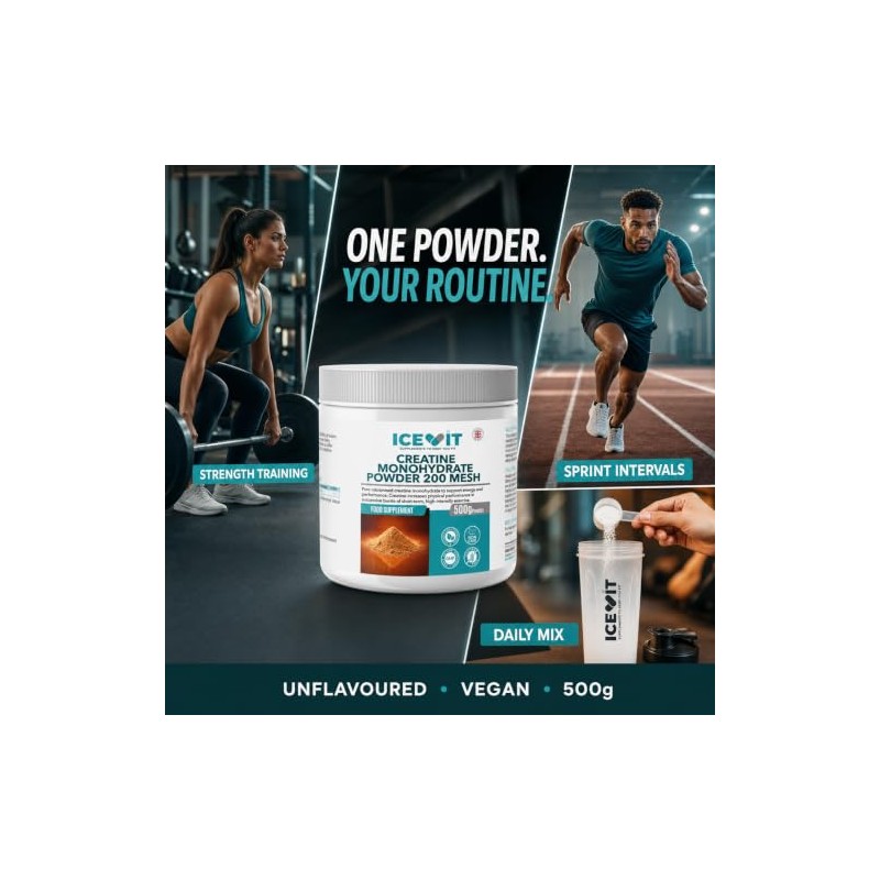 Creatine Monohydrate Powder 500g Unflavoured & Micronised