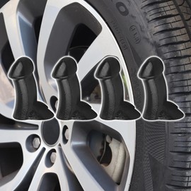 Penis Valve stem caps,Pencil tire Valve stem caps,Funny Creative Tire Valve Caps,Valve Caps Universal Fit for Cars/Motorcycles/Bicycles,Upgrade Your Wheels with Personality(4pcs Black)
