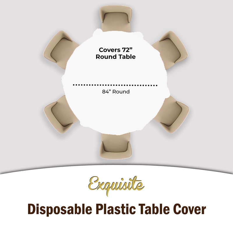4-Pack White Plastic Table Cloth - 84-Inch Round Disposable Tablecloth