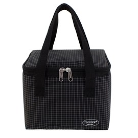 TEAMOOK Small Cool Bag Leakproof Waterproof Soft Insulated Lunch Bag for Adults and Kids 6 Cans (Bright Lattice Black)