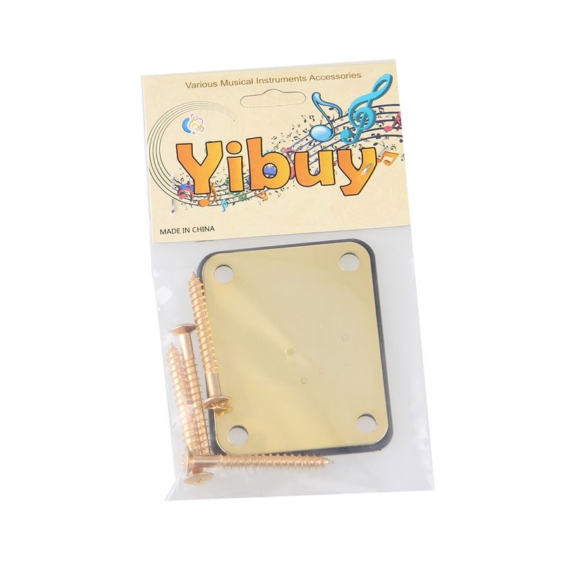 Yibuy Gold 1 Set 64x51mm Neck Plate w/Screw Guitar Square