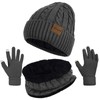 3 Pieces Womens Beanie Hat Scarf Touch Screen Gloves Set